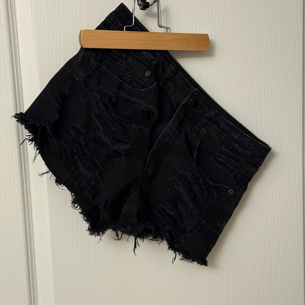 American Eagle Outfitters Black Distressed Jean Shorts